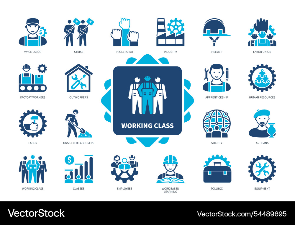 Working class solid icon set Working class solid icon set vector image