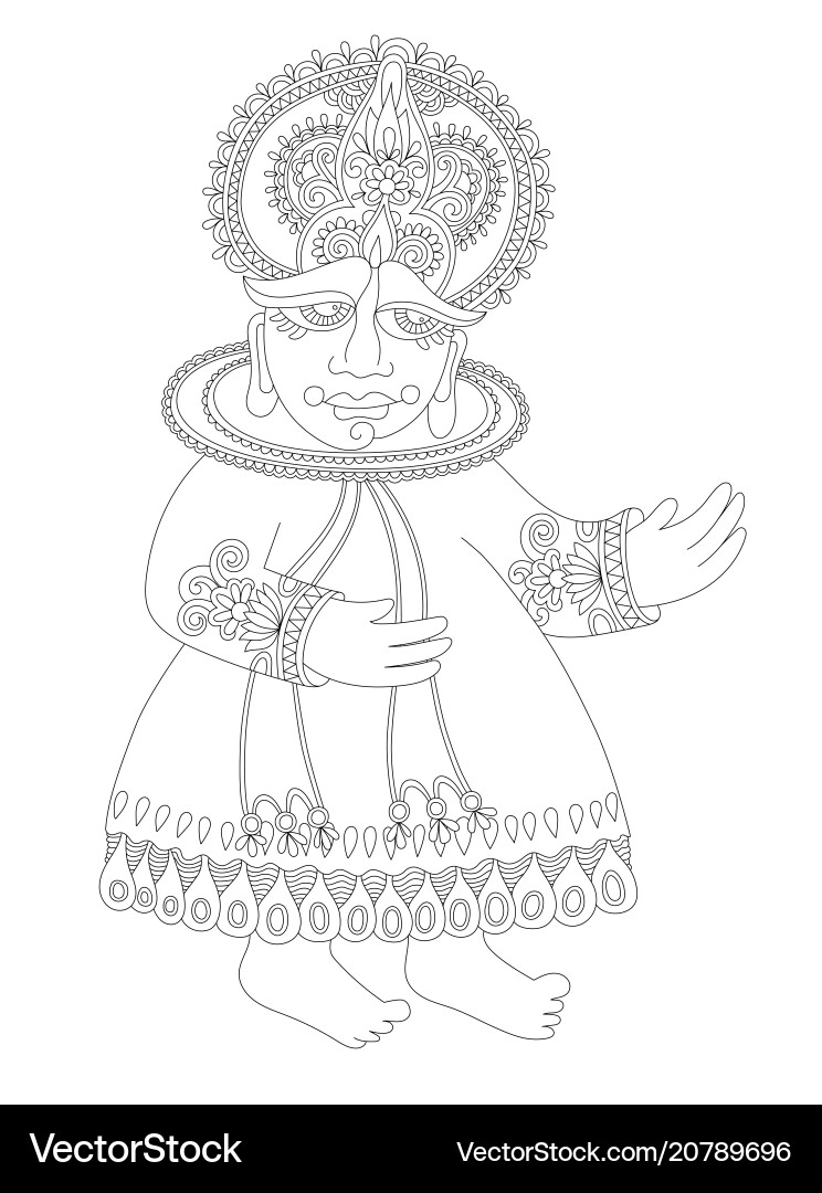 Drawing of south indian traditional kathakali Drawing of south indian traditional kathakali vector image