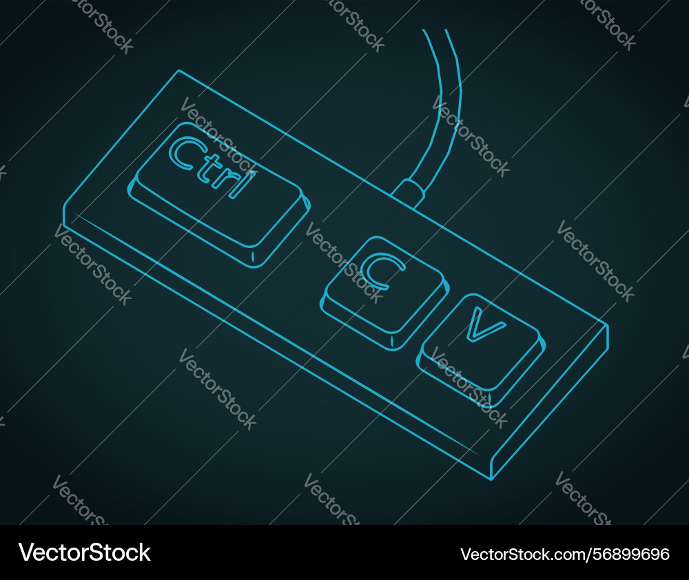 Keyboard with three keys ctrl c and v ironic vector image