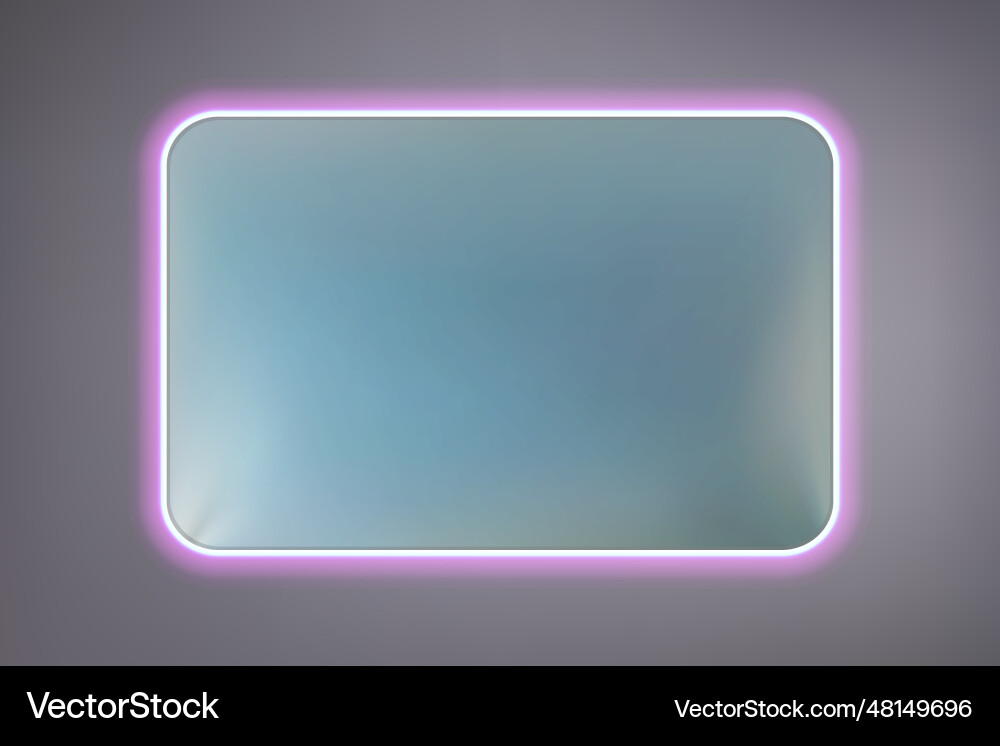 Rectangular mirror with rounded corners and rear Rectangular mirror with rounded corners and rear vector image