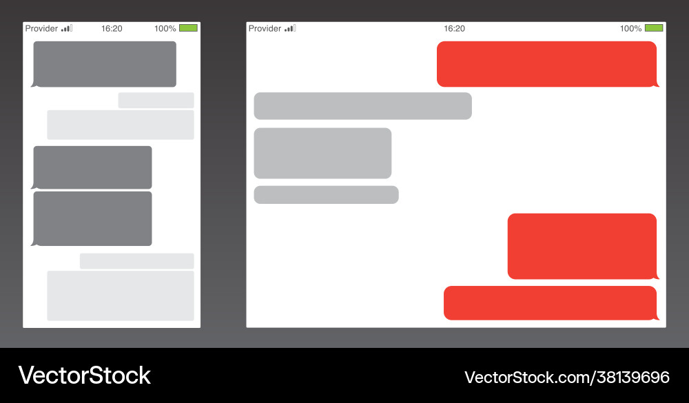 Set messenger ui user interface short message Set messenger ui user interface short message vector image