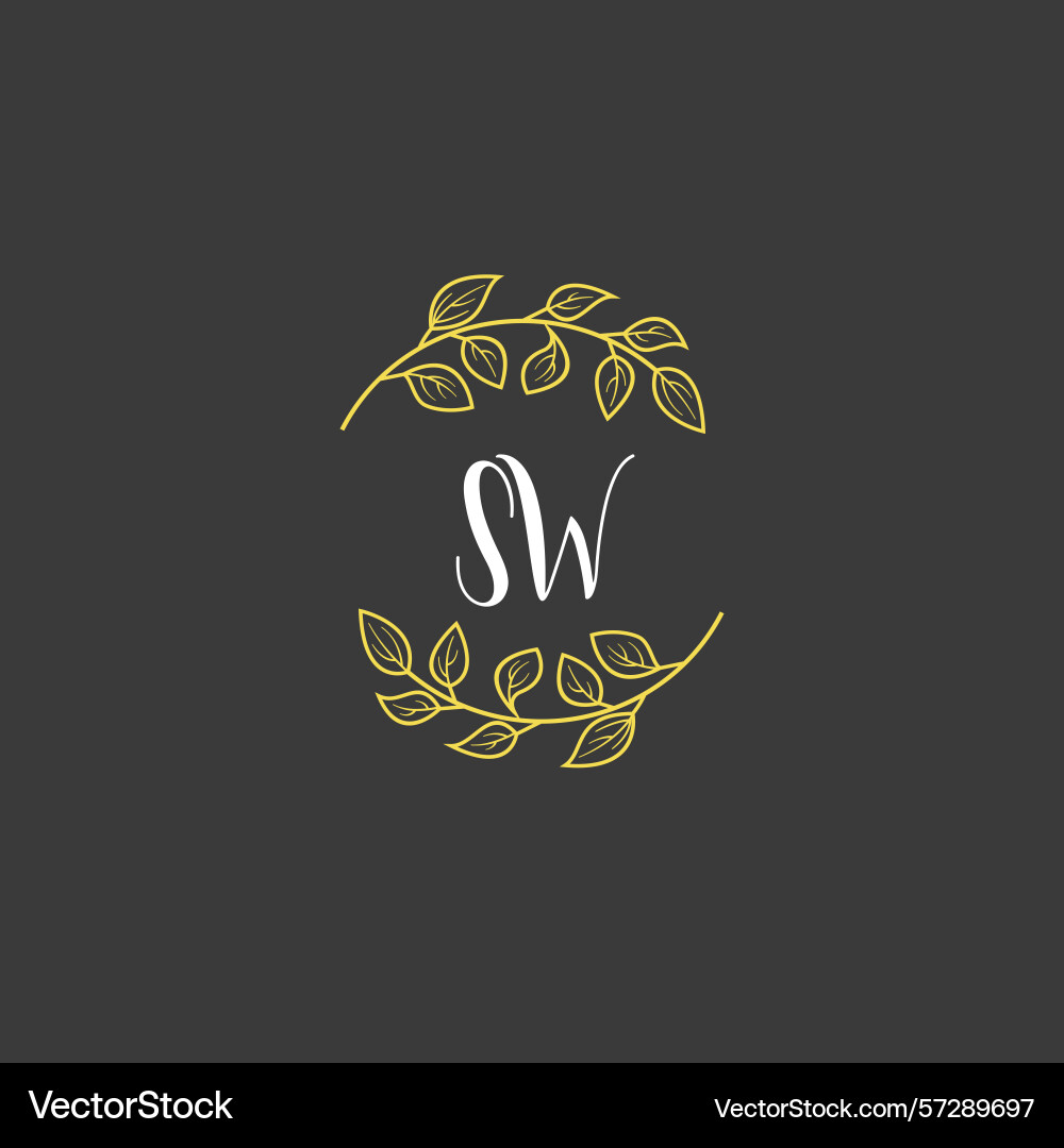 Botanical monogram logos with initial sw Vector Image