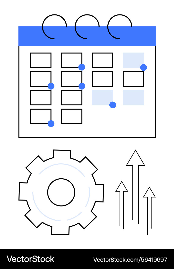 Calendar with highlighted dates gear icon Calendar with highlighted dates gear icon vector image