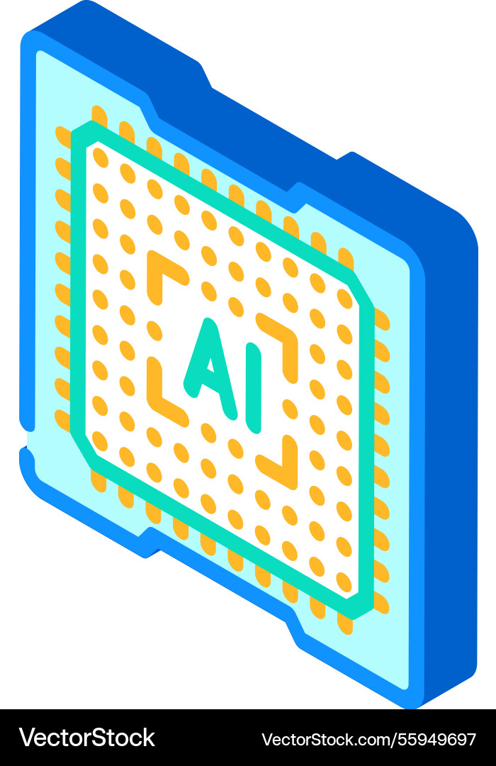 Computer chip ai integration isometric icon Vector Image