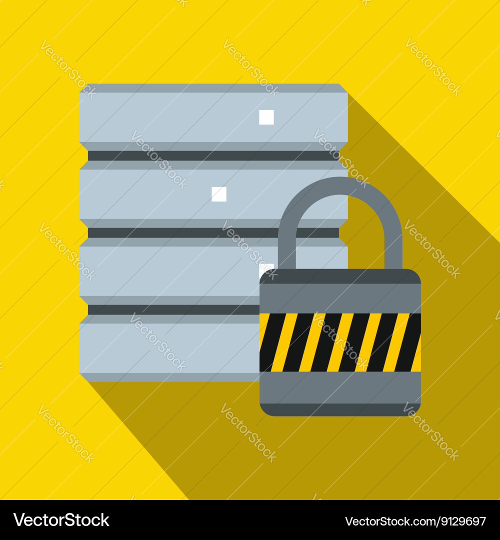 Database with padlock icon flat style vector image