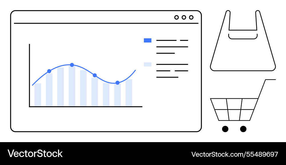 E-commerce dashboard with graph and shopping cart vector image