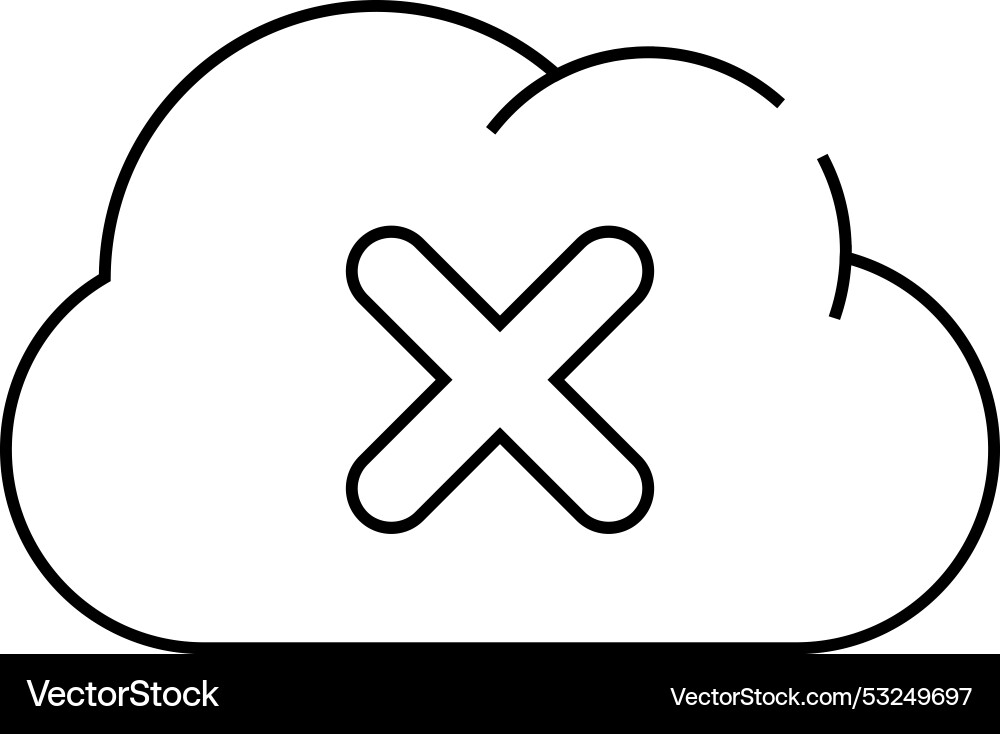 Failed access cloud storage line icon vector image