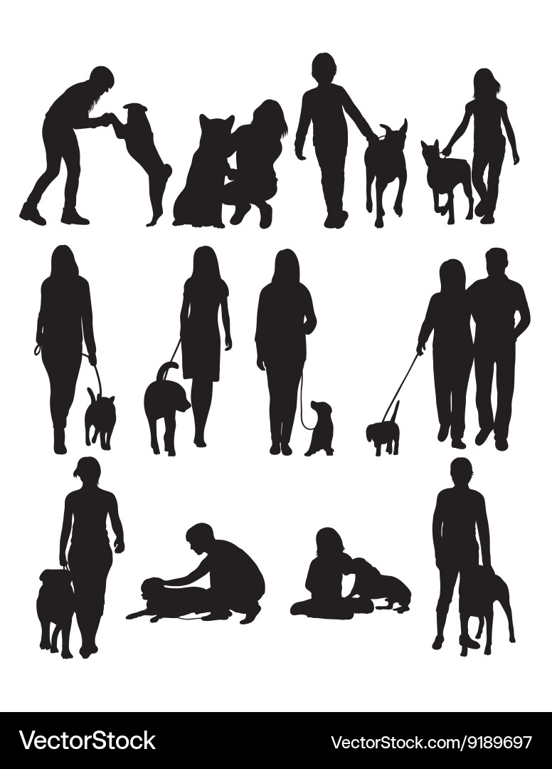 Man and Dog Silhouette Vector Image