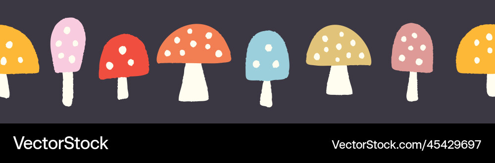 Mushroom background pattern border fall Mushroom background pattern border fall vector image