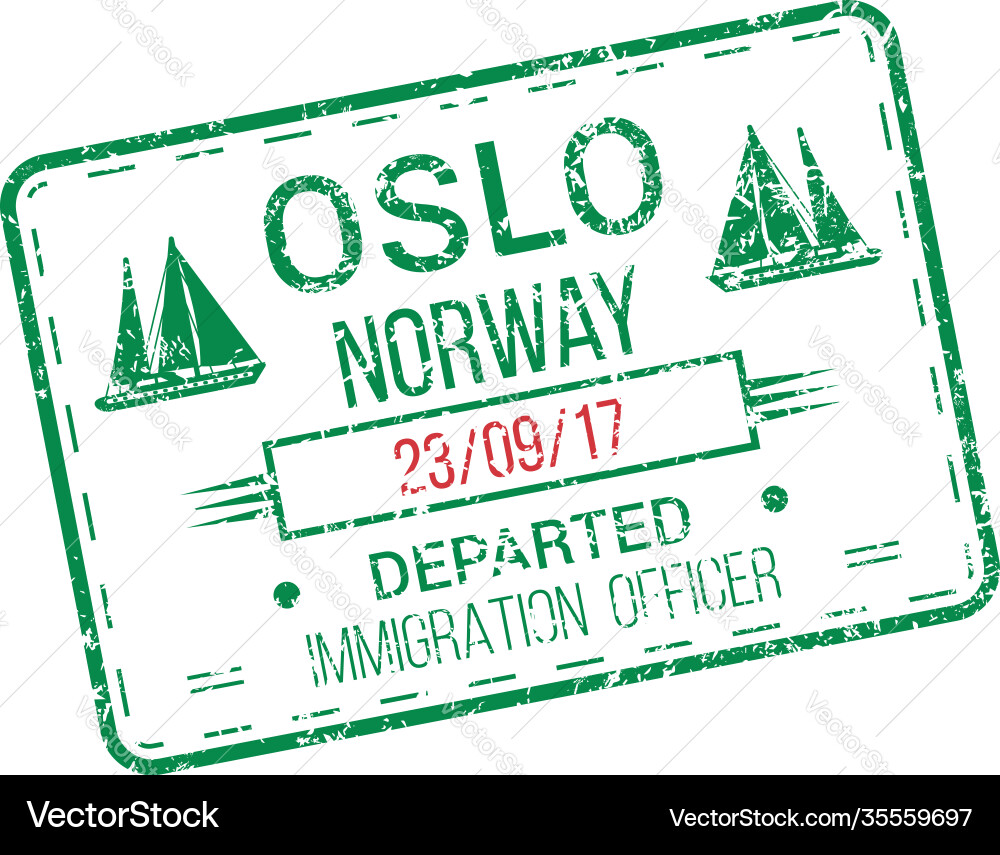 Oslo international harbor isolated visa stamp Vector Image