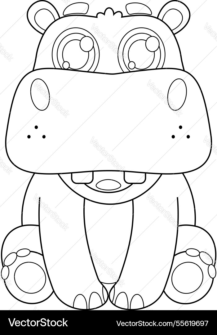Outlineed niedlich Baby Hippopotamus Cartoon Charakter Outlineed niedlich Baby Hippopotamus Cartoon Charakter vektorbild