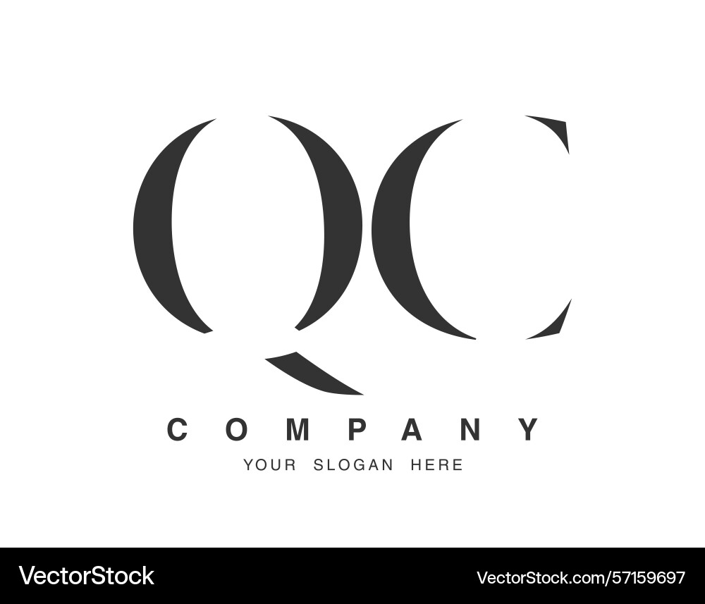 Qc logo design initial letter q and c serif font Vector Image