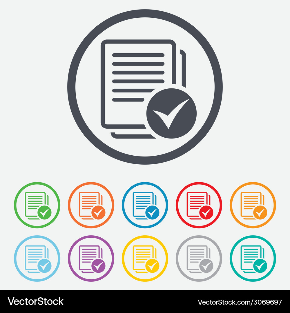 Text file sign icon check document symbol Vector Image
