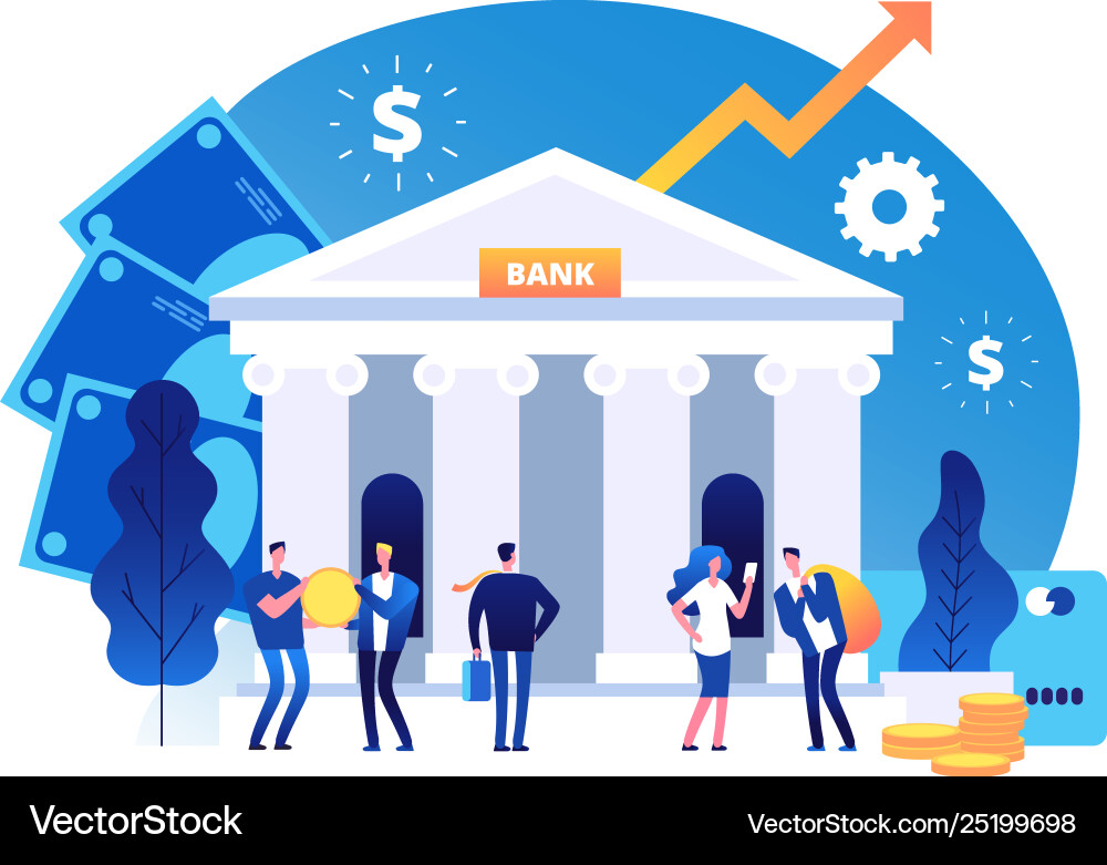 Bankaufbau Bankvermögenswachstum Bankaufbau Bankvermögenswachstum vektorbild