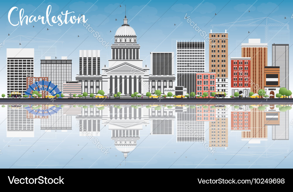 Charleston Skyline at Dusk Vector Image