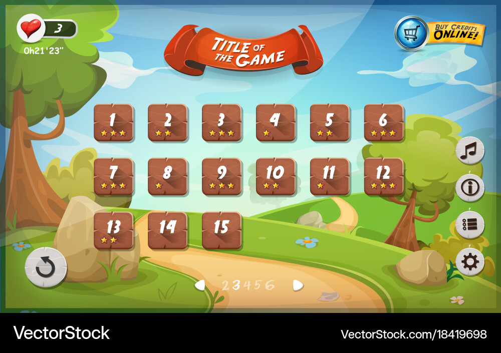 Game user interface design for tablet vector image