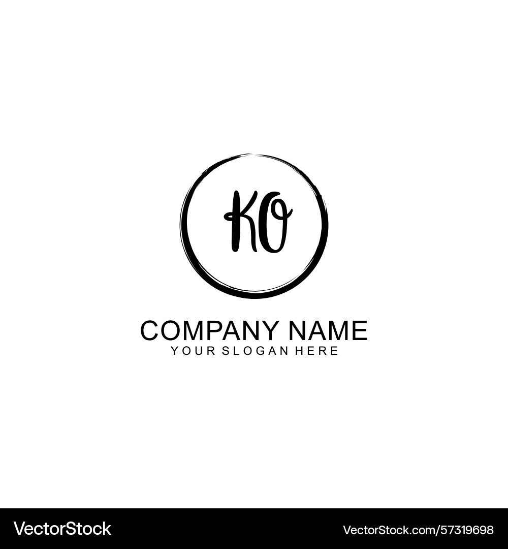 Handwritten ko initial logo with circle Vector Image