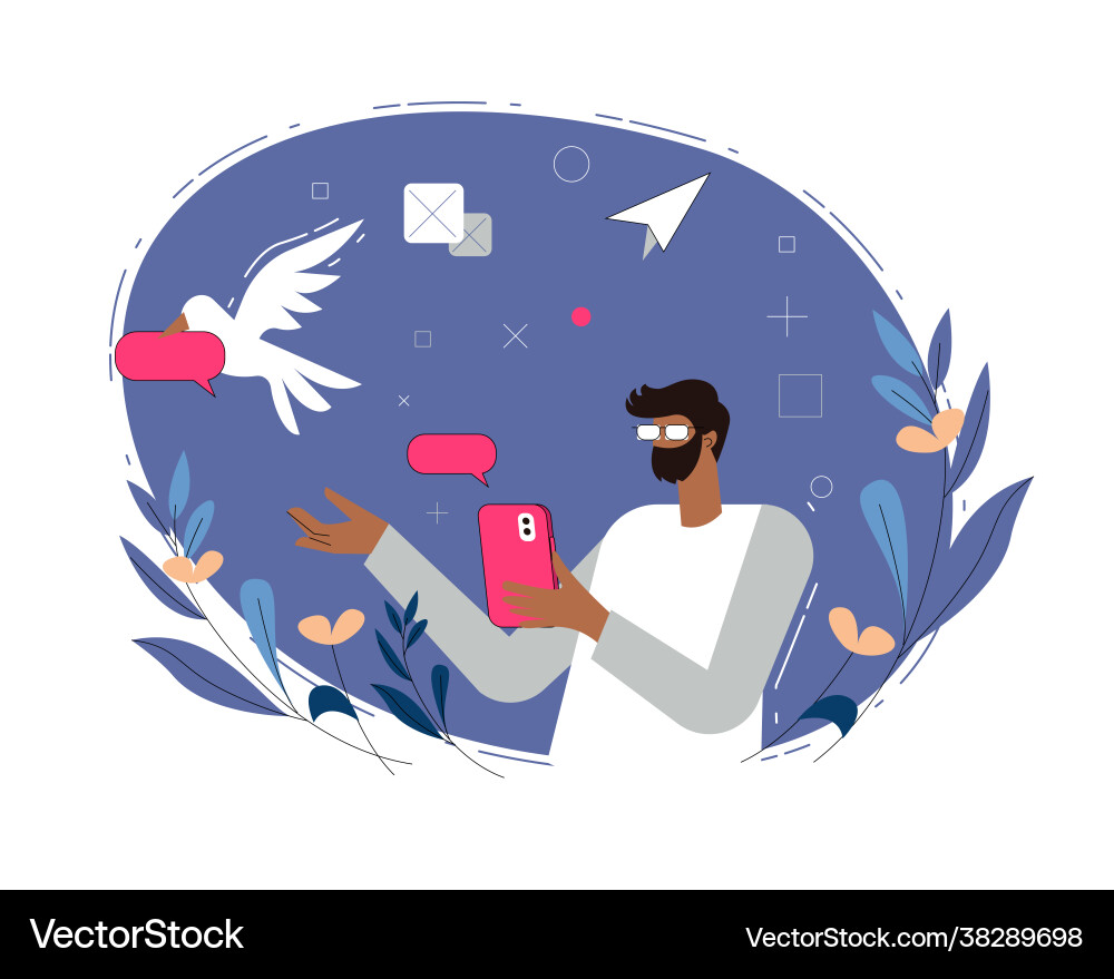 Man sending message concept Man sending message concept vector image