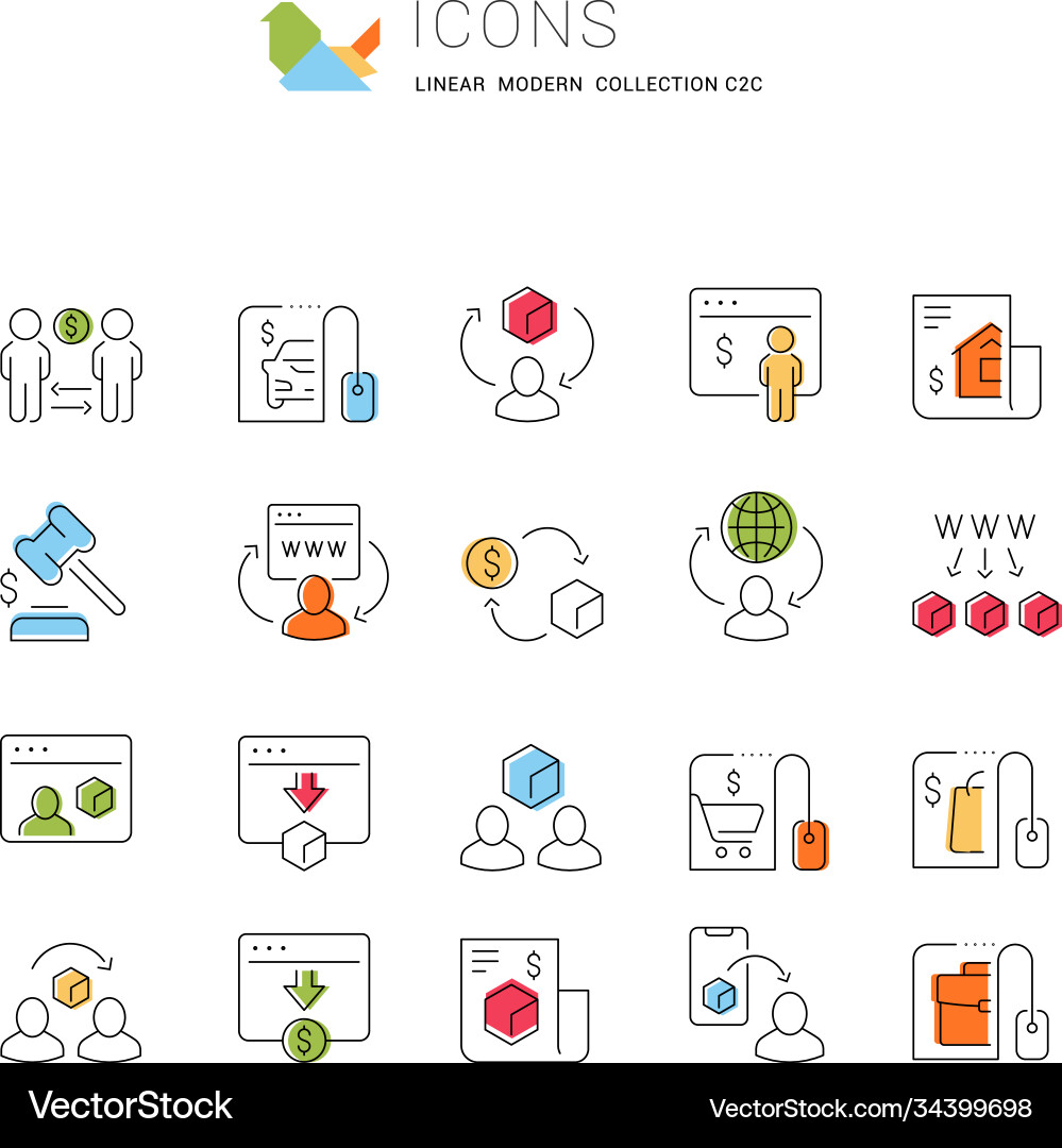 Set line icons c2c vector image