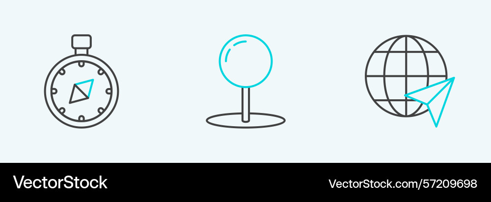 Set line location on the globe compass and push Set line location on the globe compass and push vector image