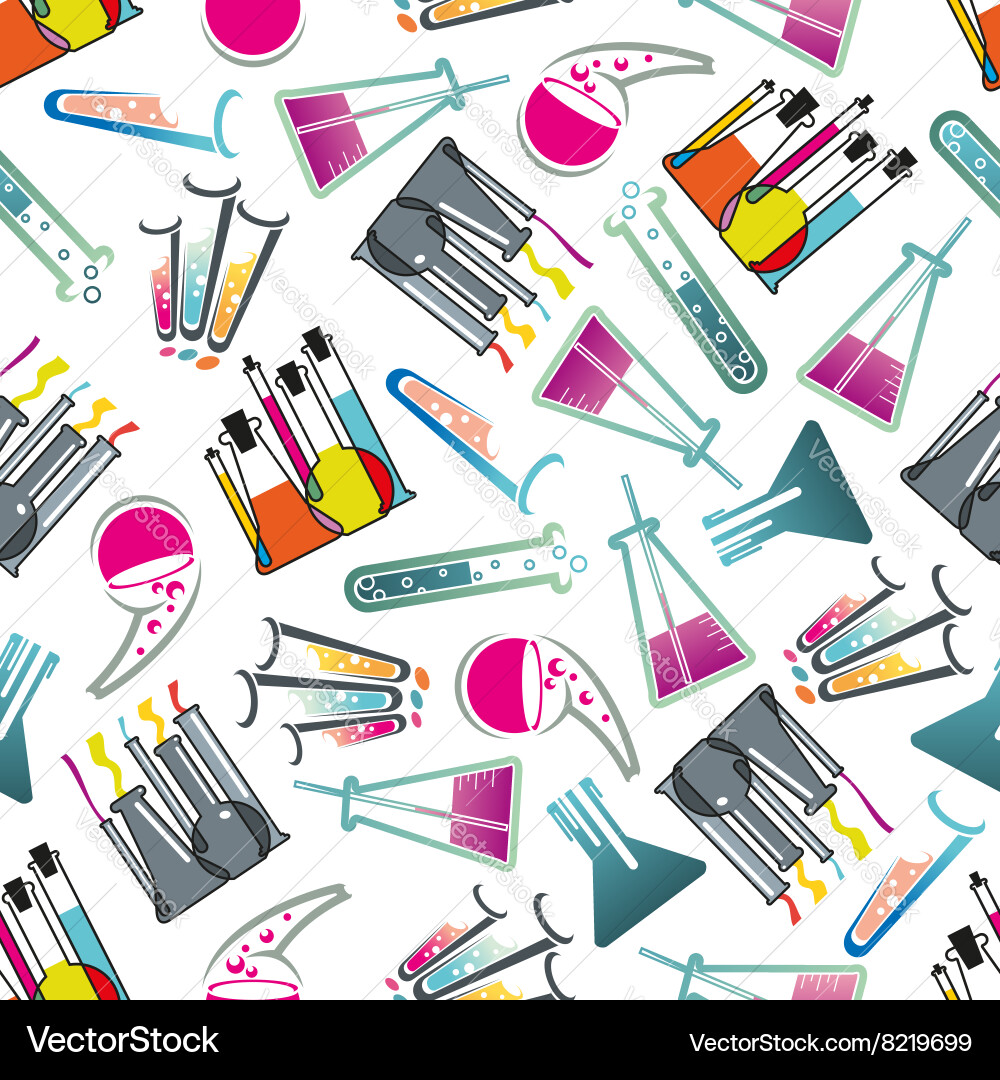 Laboratory Test Tubes and Flasks Pattern vector image