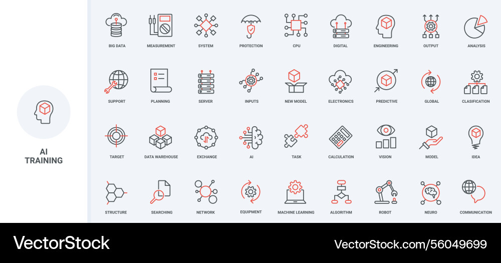 Machine learning ai and neural network model vector image