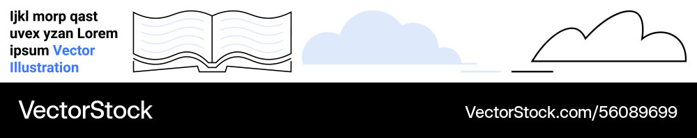 Open book with abstract lines and stylized clouds Open book with abstract lines and stylized clouds vector image