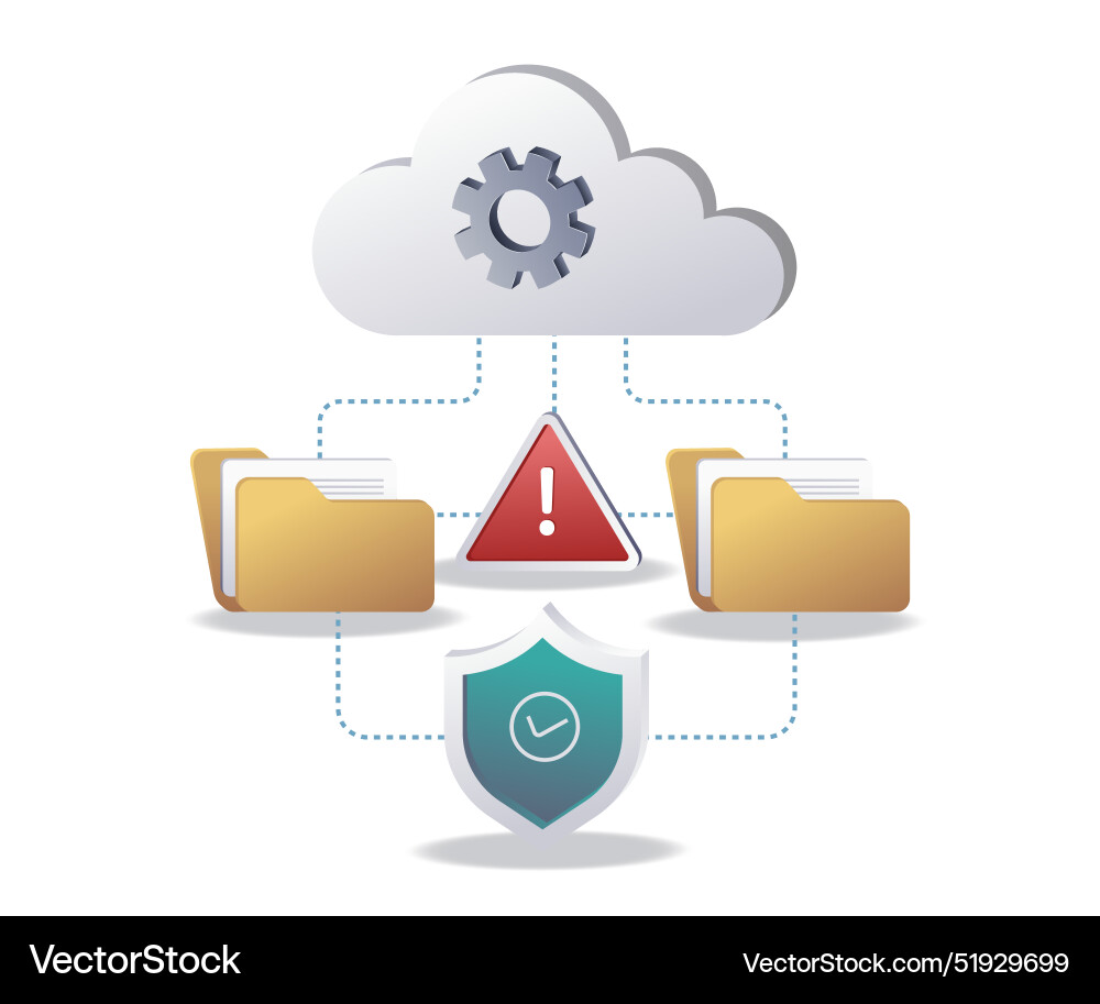 Security alerts for cloud server data storage Vector Image