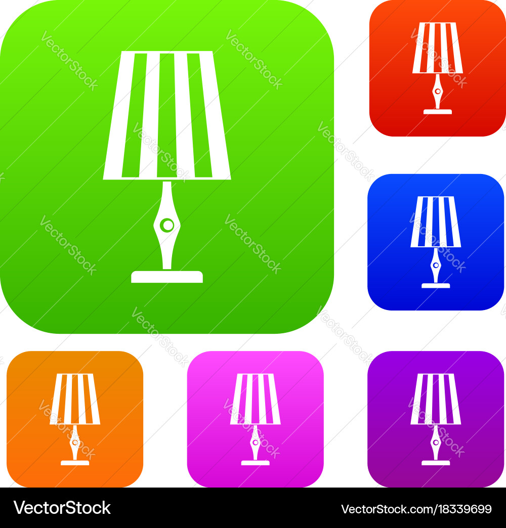 Table lamp set color collection Vector Image