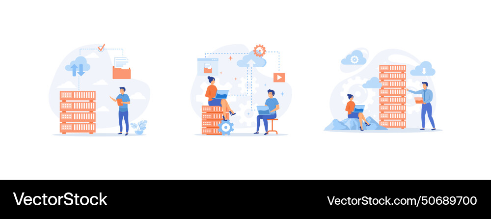 Cloud computing data storage and backup online vector image