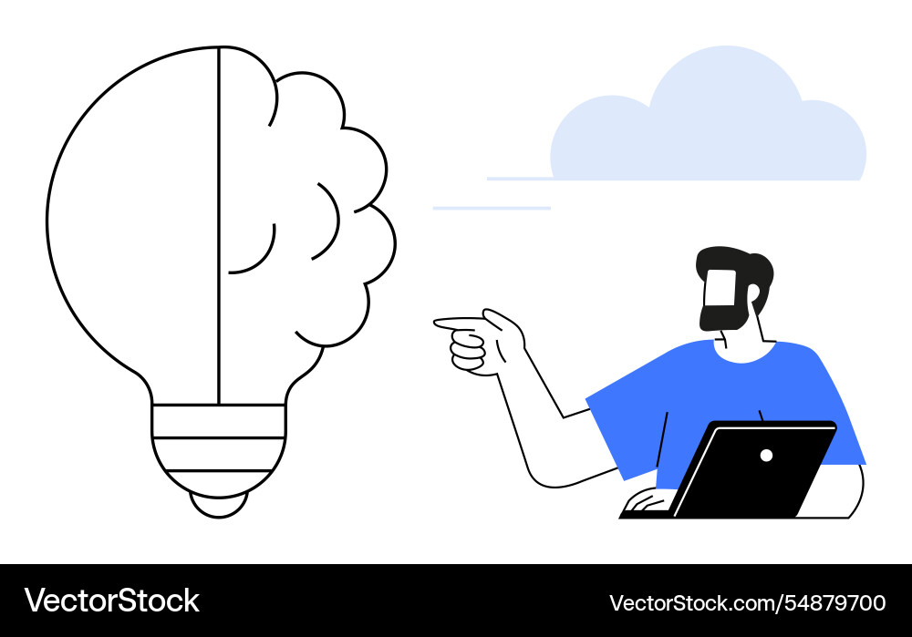 Conceptual image of man proposing new idea Conceptual image of man proposing new idea vector image