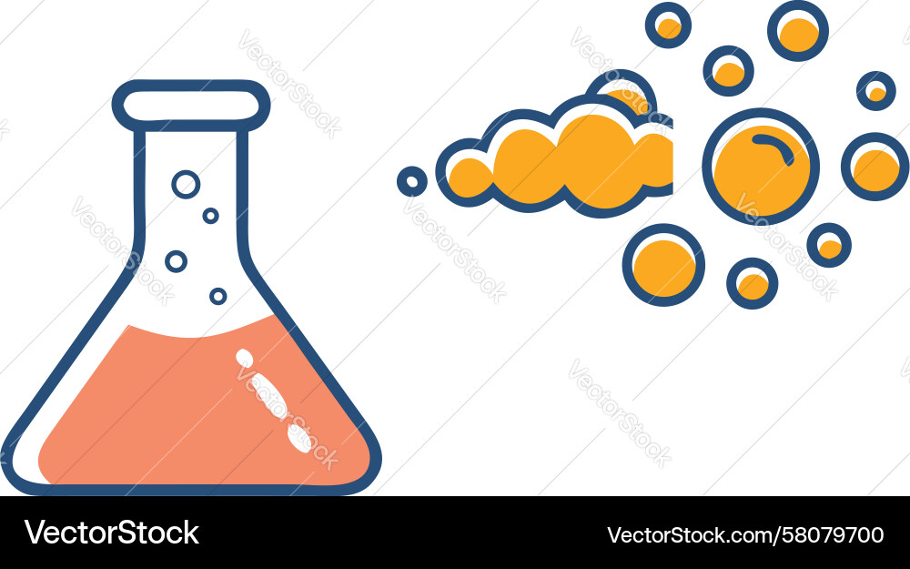Dynamic Chemical Flask with Particles Vector Image