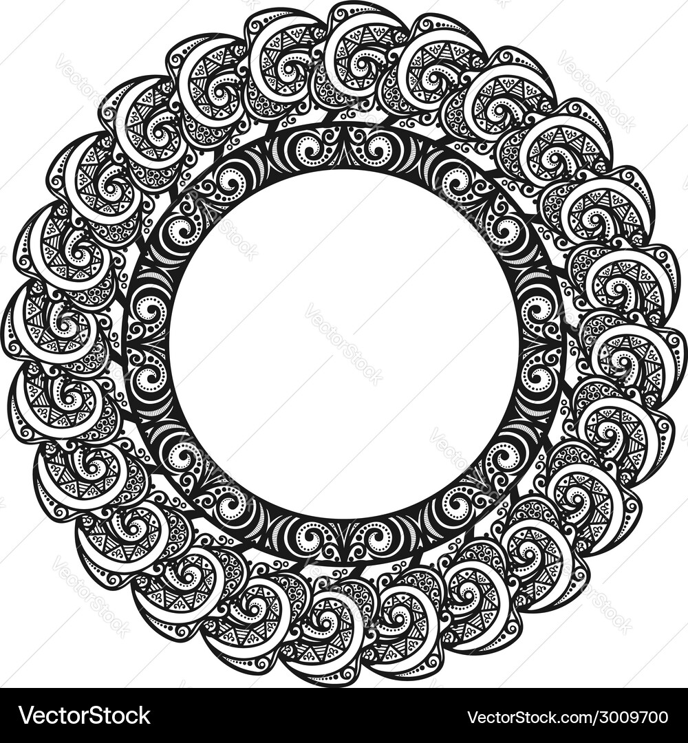 Elegant Snowflake Round Frame Vector Image