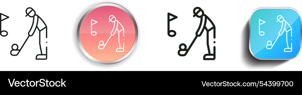 Golf player icon thin linear regular and button vector image