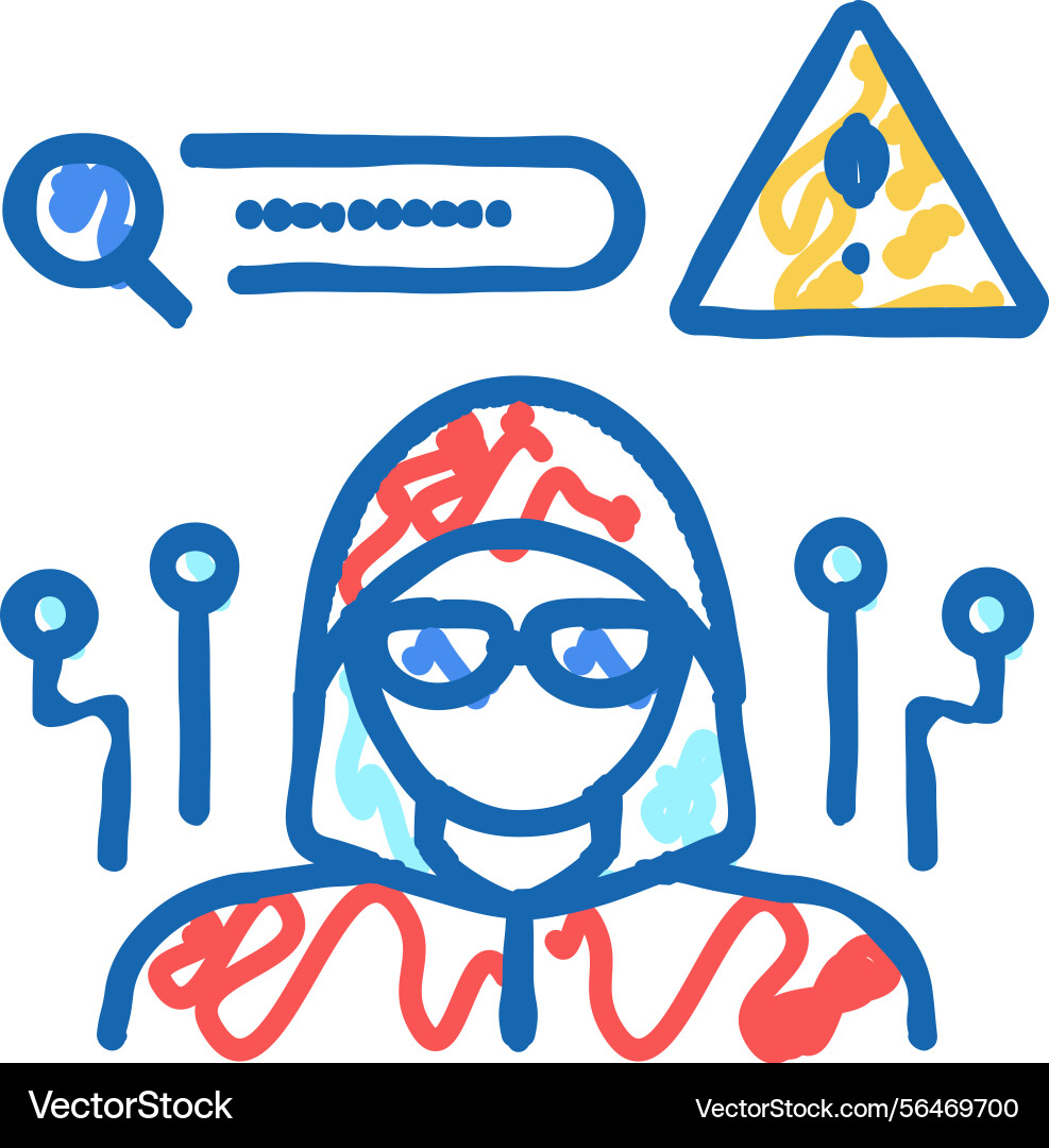 Hacker hacked password icon doodle vector image