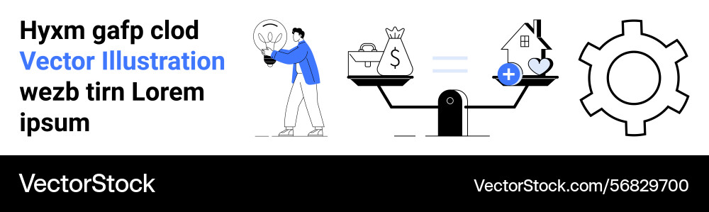 Man brainstorming idea with lightbulb balancing Man brainstorming idea with lightbulb balancing Vector Image