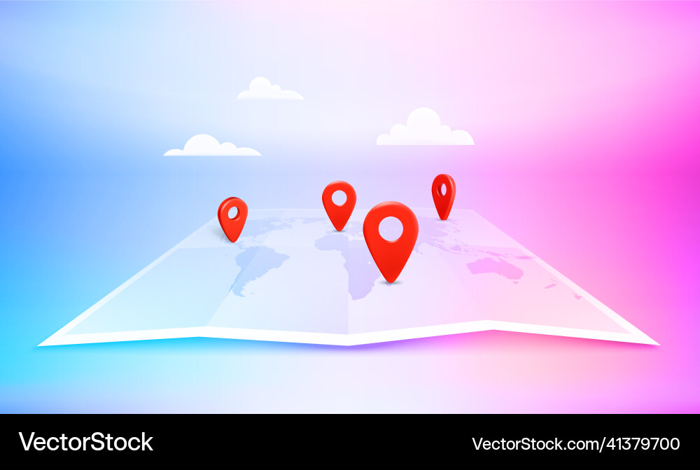 Map navigation red pointers on the road Map navigation red pointers on the road vector image