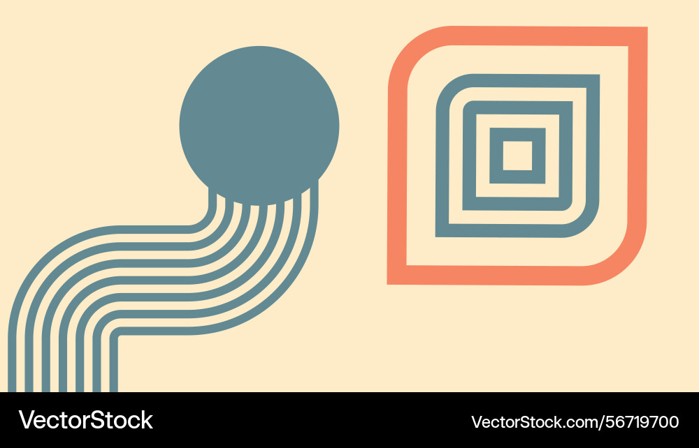 Minimal abstract geometric design with curves Vector Image