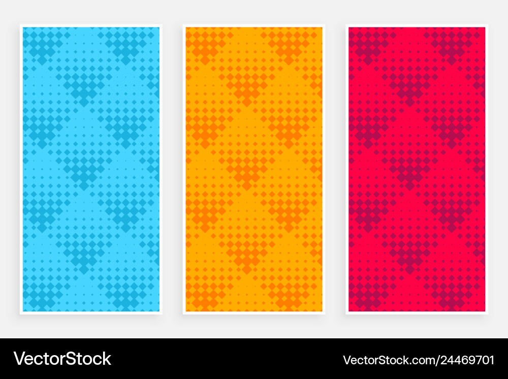 Abstract halftone pattern banners in different vector image