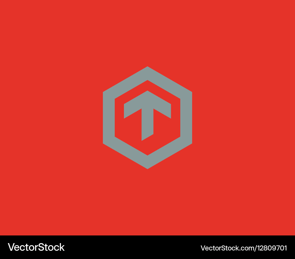 Abstract T Logotype - Hexagon Shape Vector Image