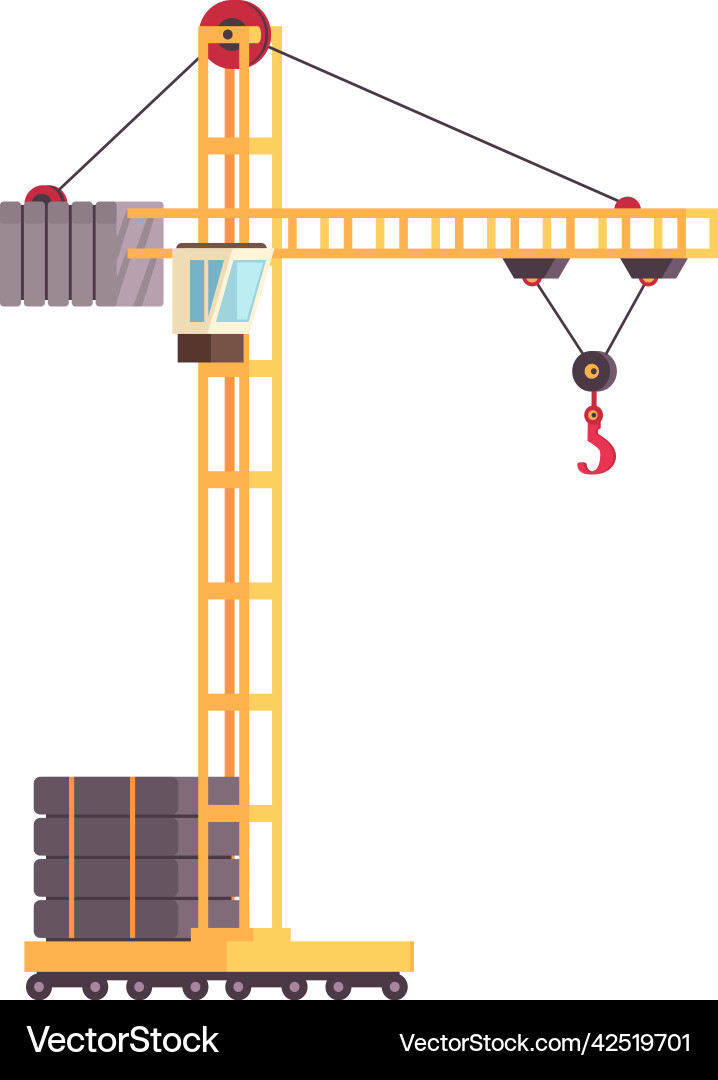 Construction pillar crane composition Royalty Free Vector
