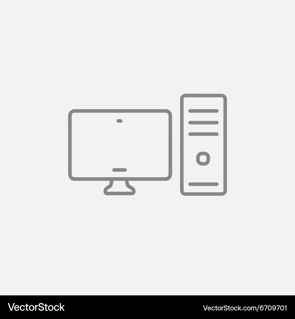 Cpu and monitor line icon Vector Image
