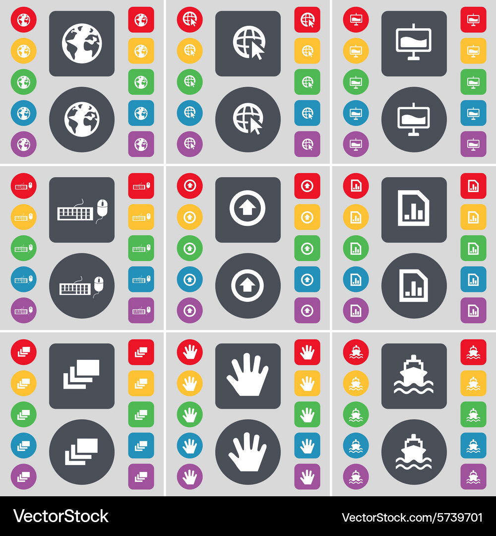 Earth web cursor graph keyboard arrow up diagram Vector Image