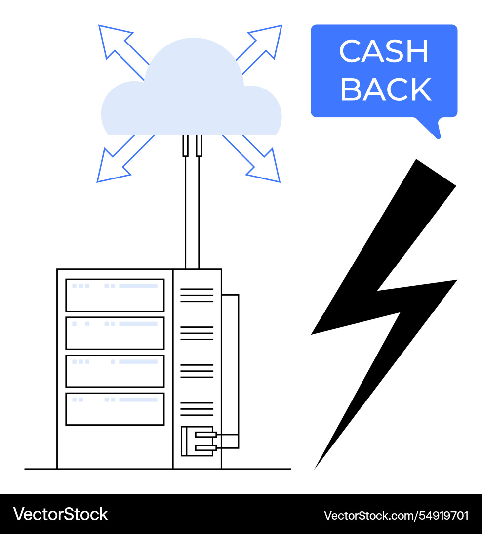 Efficient cloud computing with cash back Vector Image