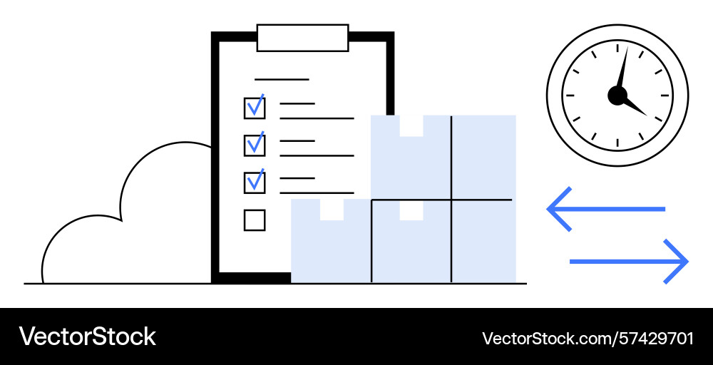 Efficient delivery process with checklist timely vector image