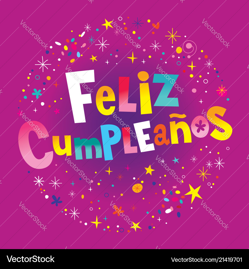 Feliz cumpleanos happy birthday in spanish Vector Image