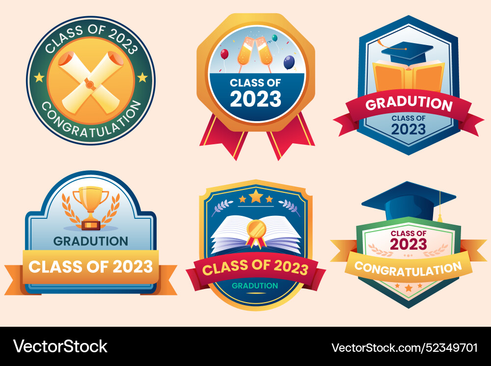 Gradient badges collection for class of 2023 Vector Image