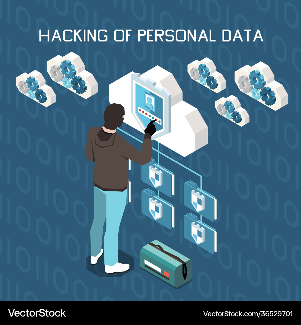 Hacking Data Protection Vector Image