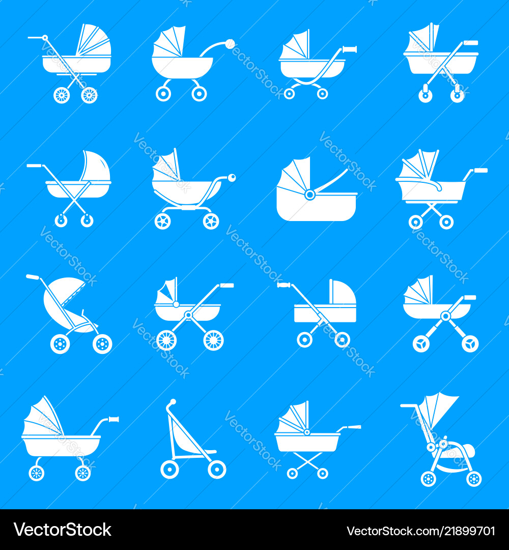 Pram stroller carriage icons set simple style Vector Image