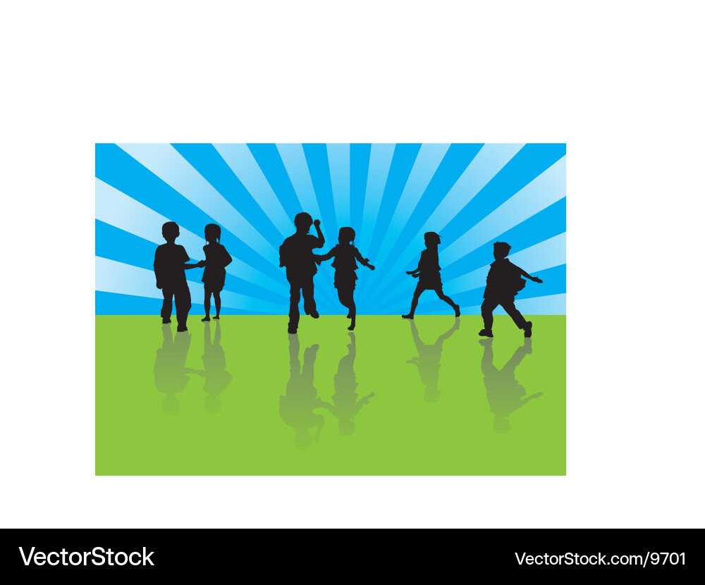 Sibling Playtime Silhouette Vector Image